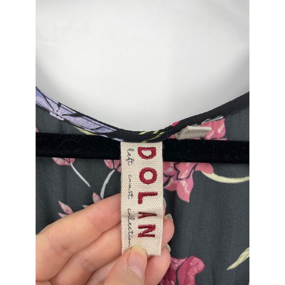 Anthropologie Shirt Womens Medium Top Cherrie Babydoll Black Multi Floral Dolan - Picture 4 of 7